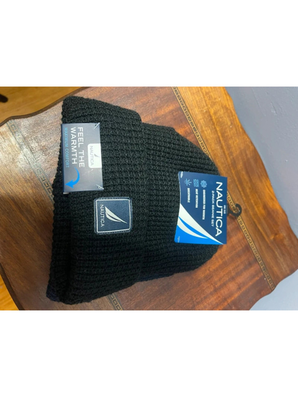 Nautica 2 pk. Beanie set men’s black and navy.
